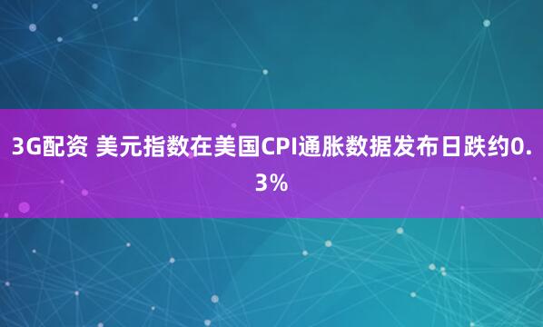 3G配资 美元指数在美国CPI通胀数据发布日跌约0.3%