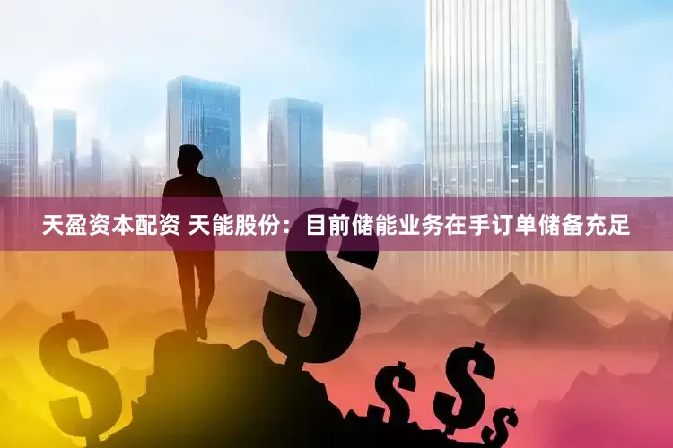 天盈资本配资 天能股份：目前储能业务在手订单储备充足